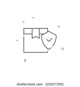 El envío está asegurado por un icono de línea de vector simple. Símbolo, pictograma, signo aislado en fondo blanco. Trazo editable. Ajustar el peso de la línea.