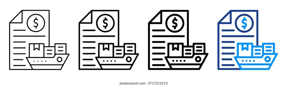 Icono de Factura de envío Conjunto de Colección de contorno diferente