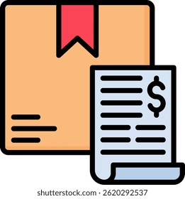 Shipping Invoice Icon Lineal Color Vector Illustration