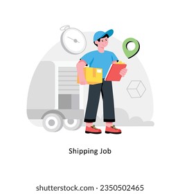 Abstrakter Shipping Job-Concept-Vektorgrafik in einem flachen Stil
