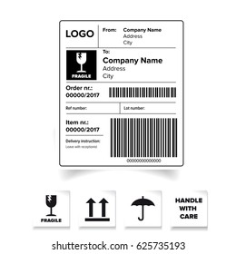 Shipping label barcode template vector
