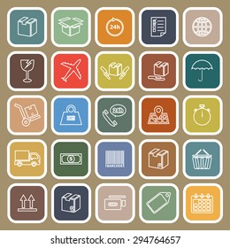 Shipping line flat icons on brown background, stock vector