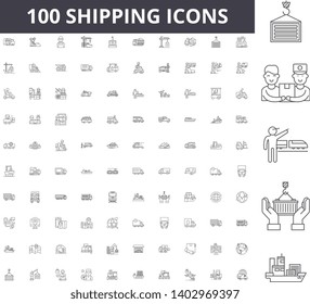 Shipping line icons, signs, vector set, outline illustration concept 