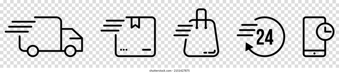Shipping line icons. Vector illustration isolated on transparent background