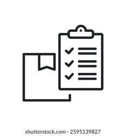 Shipping list thin line icons. Perfect pixel on transparent background