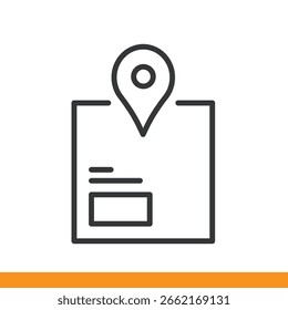 ícone Local de Entrega. Vetor de ícone de linha fina
