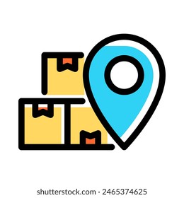 Icono de ubicación de envío Vector en estilo de contorno de color