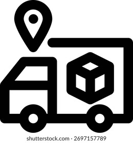 Locación de envío, seguimiento de envío, Locación de entrega Icono de esquema