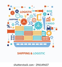 Shipping and logistic concept design on white background,clean vector