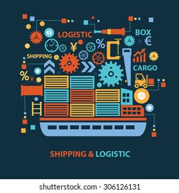 Shipping and logistic concept design on dark background,clean vector