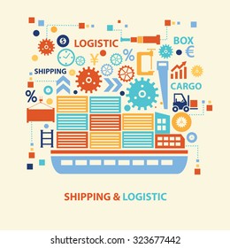 Shipping and logistic concept design on old background,clean vector