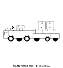 shipping logistic delivery cargo, airport car with merchandise cardboard boxes cartoon vector illustration graphic design