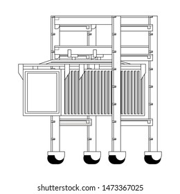 shipping logistic delivery cargo, container in sea port with crane cartoon vector illustration graphic design