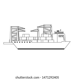 shipping logistic delivery cargo, ship with merchandise containers cartoon vector illustration graphic design