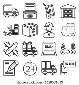 Shipping, Logistic and Delivery Icons Set. Line Style Vector