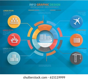 Shipping and logistic info graphics design,clean vector
