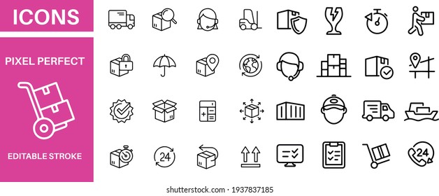 Shipping and  Logistic - set of thin line vector icons