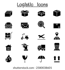 Shipping , Logistics and Delivery icon set in glyph style