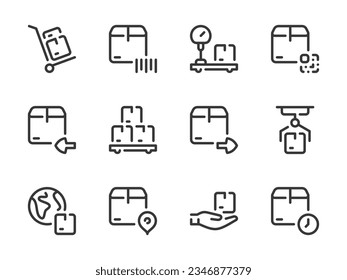 Shipping, Logistics and Delivery vector line icons. Deliver the Package and Order Transportation outline icon set.