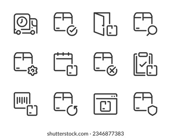 Shipping, Logistics and Delivery vector line icons. Deliver the Package and Order Transportation outline icon set.