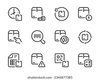 Shipping, Logistics and Delivery vector line icons. Deliver the Package and Order Transportation outline icon set.