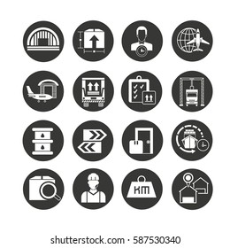 shipping and logistics icon set in circle button