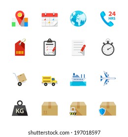 Shipping and Logistics Icons : Flat Icon Set for Web and Mobile Application