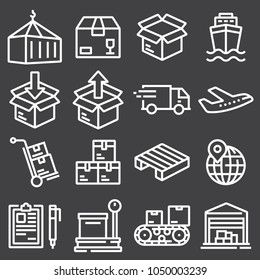Shipping and Logistics Icons with Gray Background