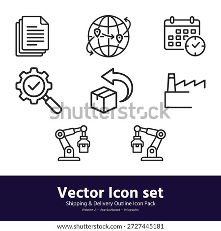 shipping logistics icons outline vector set delivery and warehouse pack     