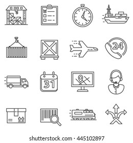 Shipping And Logistics Line Icons Set. Vector Illustration.