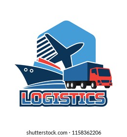 shipping logistics logo isolated on white background, vector illustration, vector illustration