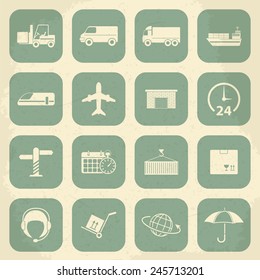 Shipping and Logistics Retro Icons. Vector illustration