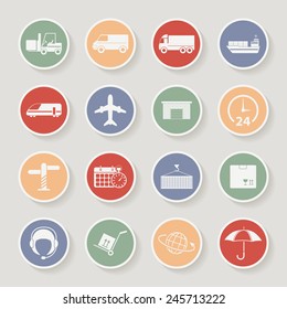 Shipping and Logistics Round Icons. Vector illustration