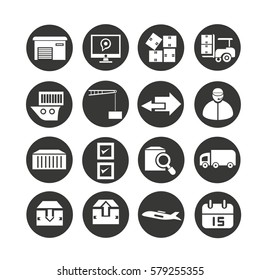 shipping and logistics set circle button style