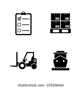 Shipping and logistics. Simple Related Vector Icons Set for Video, Mobile Apps, Web Sites, Print Projects and Your Design. Black Flat Illustration on White Background.