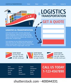 Shipping / Logistics / Transportation - Landing page flat UI design - vector template