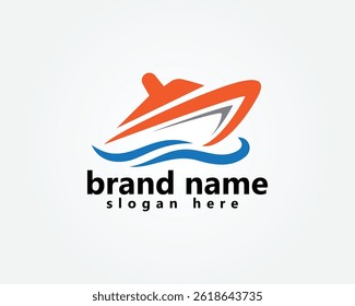 shipping logo boat and waves,logo design template