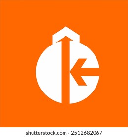 Design do logotipo de remessa. Letra abstrata simples K ilustração com sinal de seta.