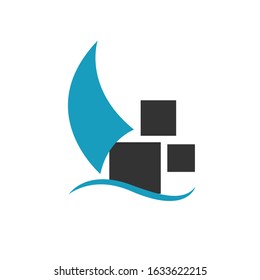 shipping logo design vector symbol for cargo ship freight transportation trade company