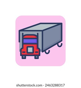 Shipping lorry line icon. Truck, transportation, vehicle outline sign. Delivery service and shipment concept. Vector illustration, symbol element for web design and apps