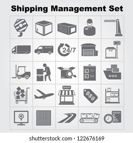 shipping management icon set, vector