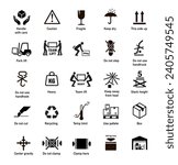 Shipping mark guide set icons. Vector elements. Can use for your design, interface, website, infographic and etc. Prepared for use in any size on different devices. EPS10.