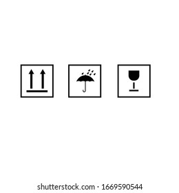 shipping mark Symbols Black package handling labels isolated