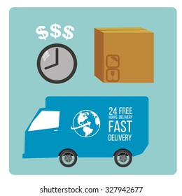 shipping merchandise illustration over blue color background