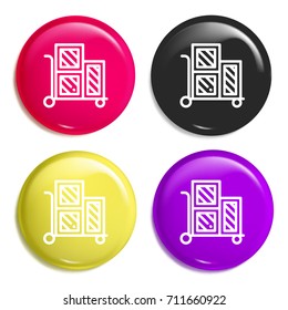 Shipping multi color glossy badge icon set. Realistic shiny badge icon or logo mockup