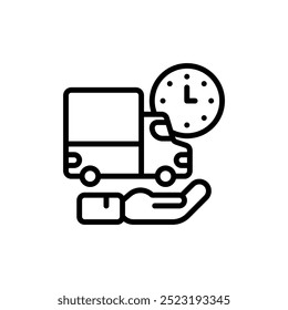 shipping office hours outline icon and illustration