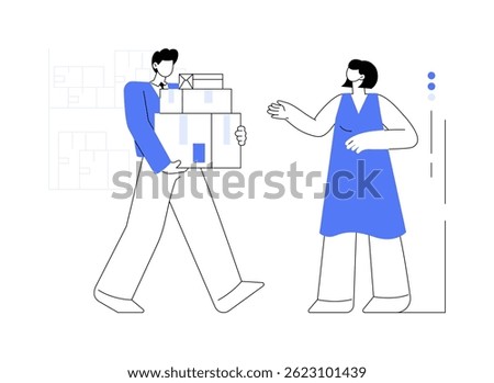 Shipping orders isolated cartoon vector illustrations. Ecommerce store owner makes shop delivery, holds boxes, online business, IT sector, professional shipping service vector cartoon.