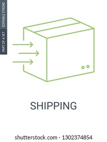 Shipping outline icon. Delivery box icon with editable stroke.