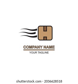 diseño vectorial de caja de entrega rápida del logotipo del paquete de envío