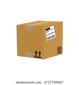 Versandverpackung Post Pappe Box Tape Lieferung Verpackung Paket Einkaufen Emoji Symbol Symbol Vektorgrafik einzeln flach